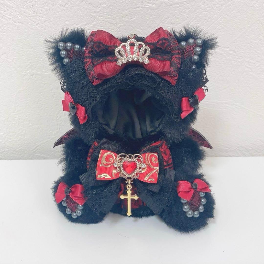 にじぱぺっと♡10cmサイズ ぬい服♡ブラック♡おすわりねこちゃん チャーム付き