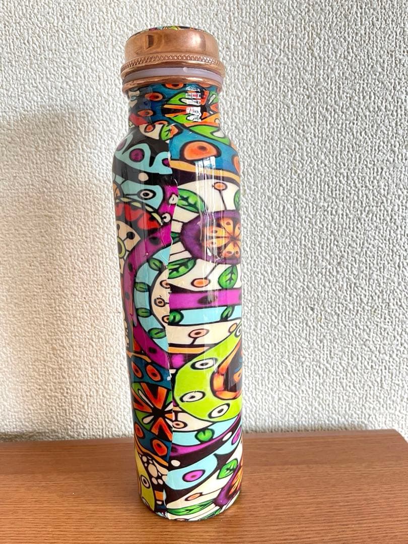 カラフルなマンダラ柄銅製ウォーターボトルヨガ水筒950ml FCB13