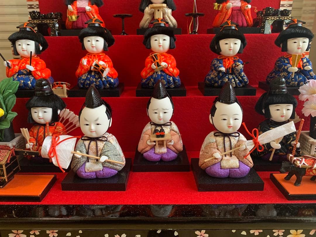 〖美品〗ひな人形 １５人 秀光人形工房 ガラスケース入 オルゴール付 即発送可