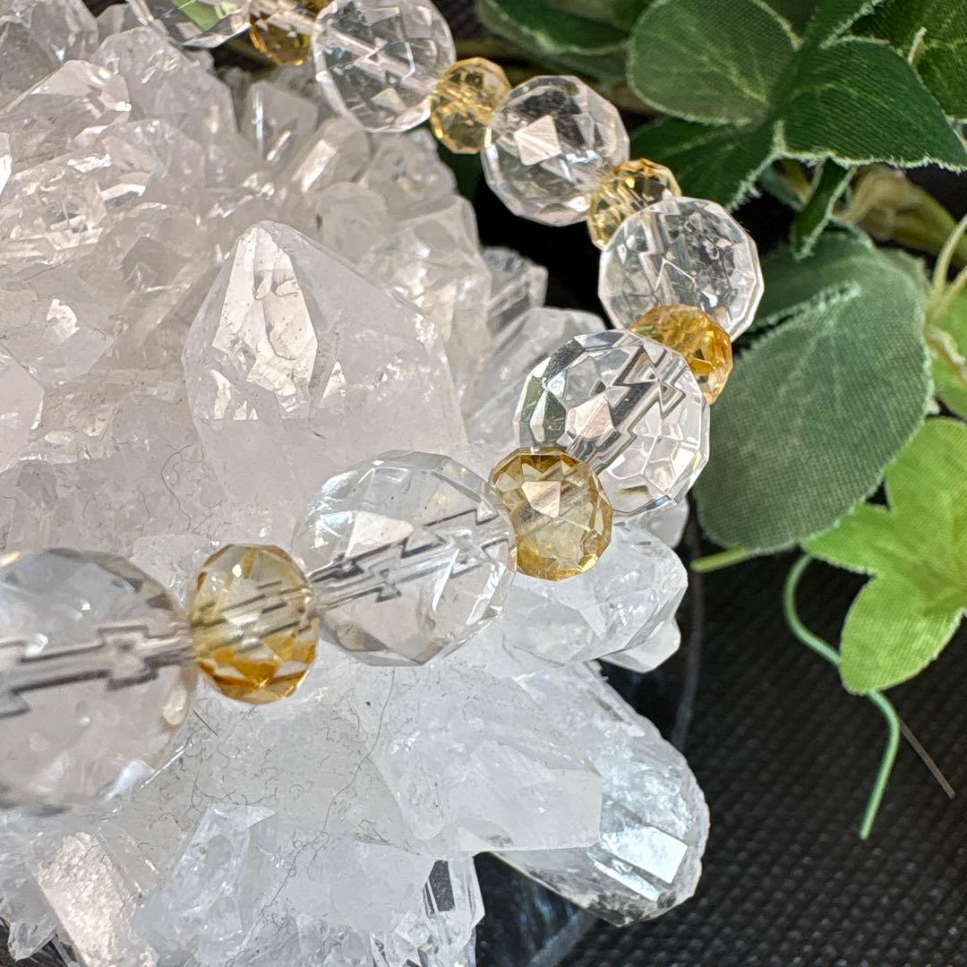 【高品質】シトリン　宝石カット　水晶カット　ブレスレット