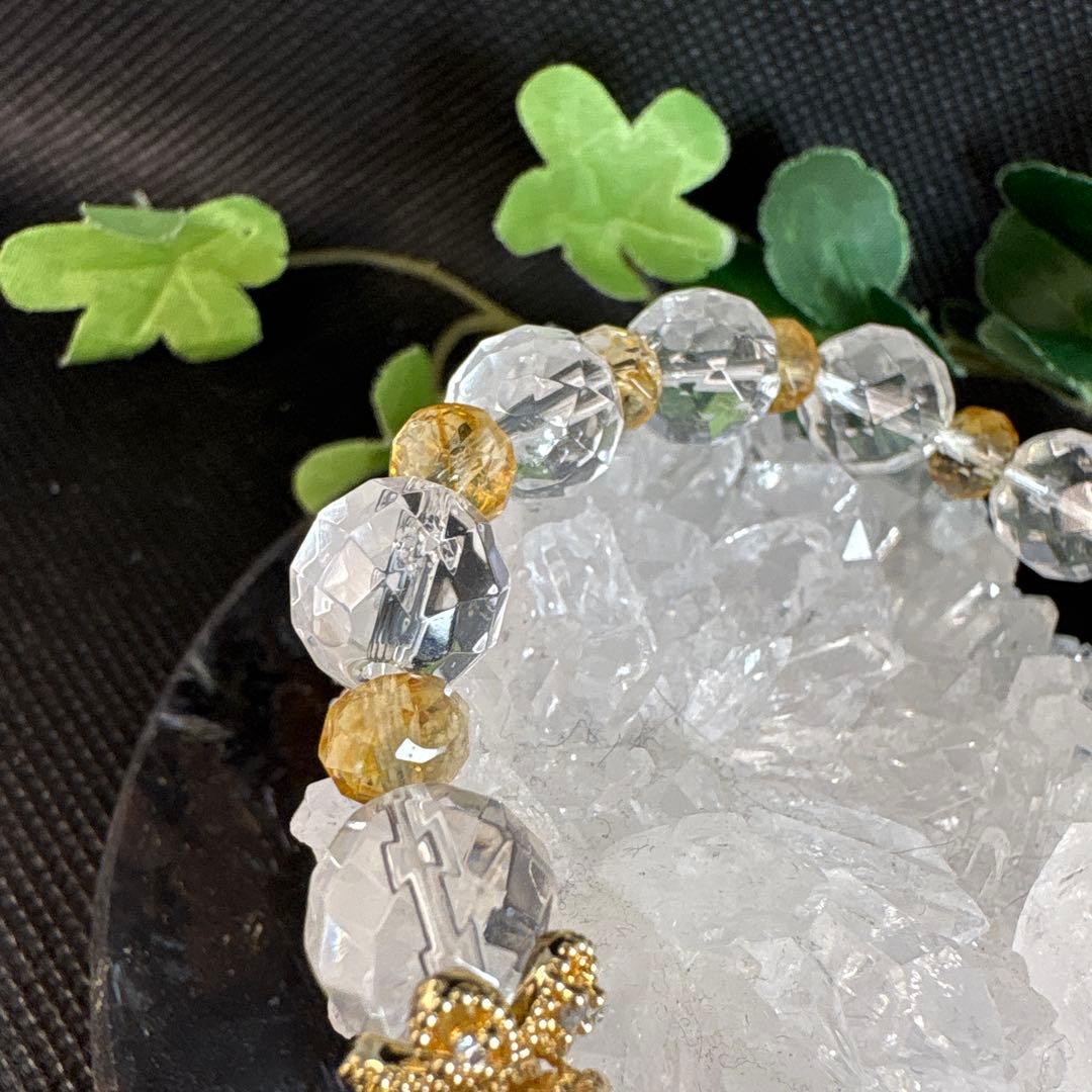 【高品質】シトリン　宝石カット　水晶カット　ブレスレット