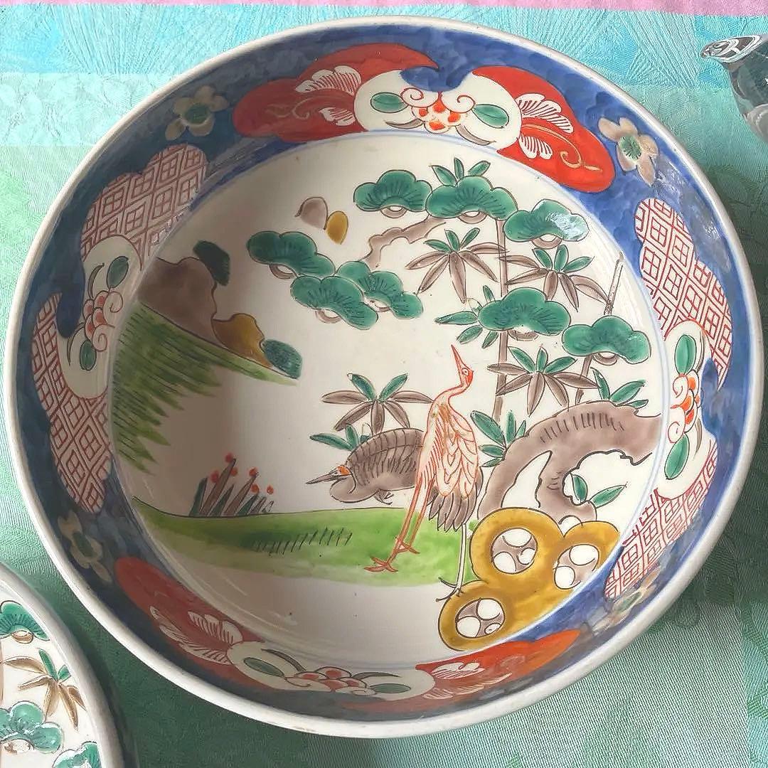 幕末明治　伊万里焼　色絵　2組　深鉢