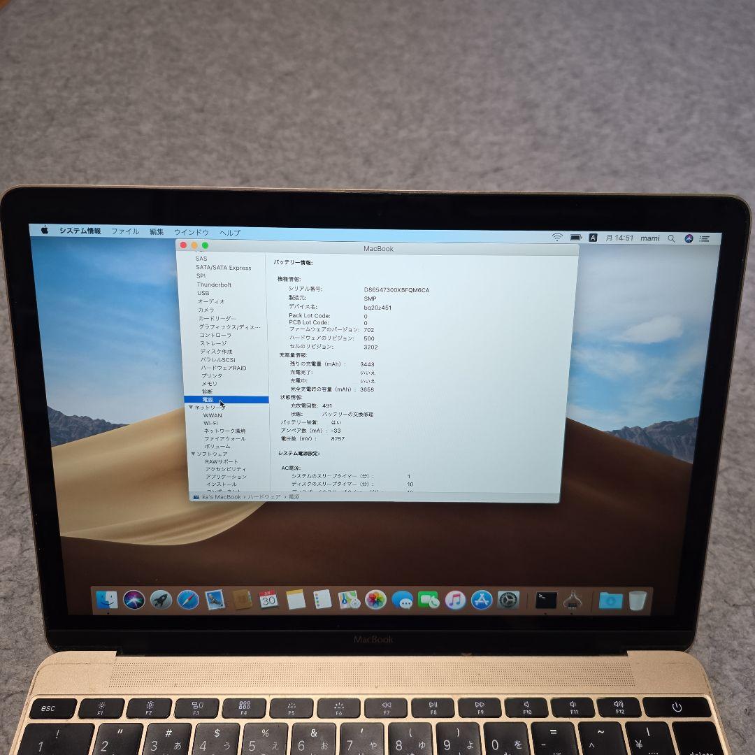 Macbook 12インチ/8GB/500GB/2015/ゴールド