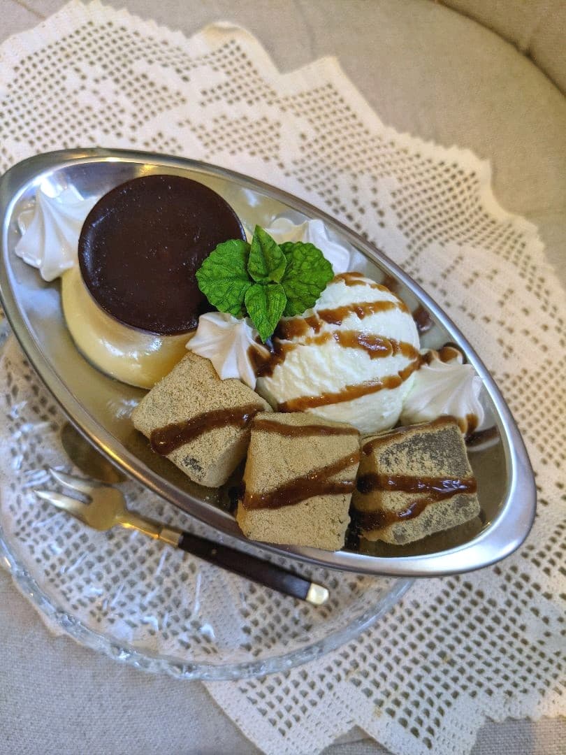 食品サンプル　フェイク　プリンアラモード　アイスクリーム　わらび餅　和風　パフェ