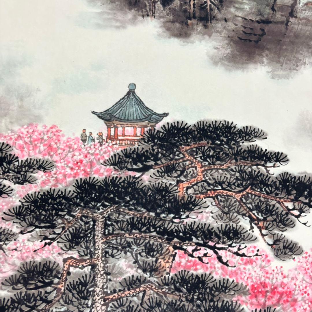 【中国山水画】钱松岩《延安颂》掛け軸 中堂｜新中式・開運インテリア