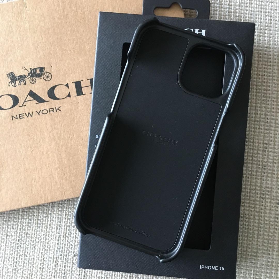 新品★COACH コーチ 定価14,300円 レザー iPhone 15 ケース