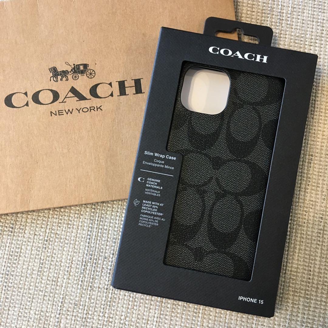 新品★COACH コーチ 定価14,300円 レザー iPhone 15 ケース